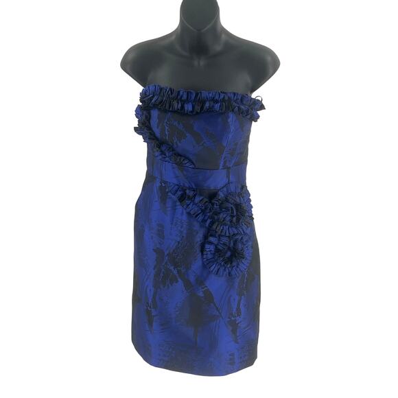 Nine West Blue Taffeta Strapless Dress - Picture 1 of 6